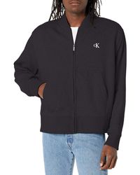Calvin Klein - Relaxed Fit Archive Logo Fleece Bomber Jacket - Lyst