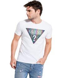Guess - Iridescent Triangle Logo Tee - Lyst