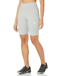 adidas Originals - Adicolor Essentials Rib High Waisted Cycling Shorts Medium Grey Heather Small - Lyst
