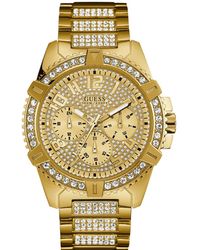 Guess - U0799g2 Dazzling Gold-tone Watch With Multi-function Dial - Lyst