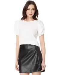 Vince Camuto - Crew Neck Gathered Puff Sleeve Blouse - Lyst