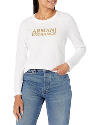 Emporio Armani - A | X Armani Exchange Slim Fit Cotton Jersey Metallic Logo Long Sleeved Tee - Lyst