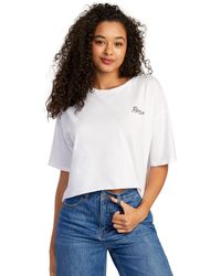 RVCA - Cropped Short Sleeve Graphic Tee Shirt - Lyst