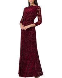 Shoshanna - Midnight Bordeaux Velvet Lace Brianna Dress - Lyst