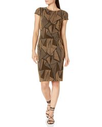 Vince Camuto - Short Sleeve High Neck Embellished Sheath Midi Dress - Lyst