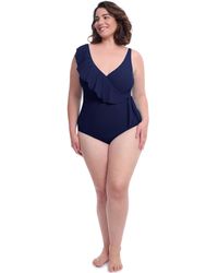 Gottex - Tutti Frutti Plus Size Asymmetrical Ruffle Surplice One Piece Swimsuit - Lyst