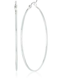 Guess - "basic" Silver Large Wire Hoop Earrings - Lyst