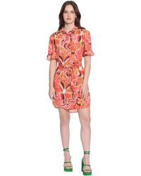 Donna Morgan - Placket & Collar Mini Shirt Dress With Ruffle Sleeve Hem - Lyst