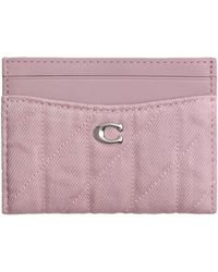 COACH - Essential Card Case In Quilted Dyed Colored Denim - Lyst