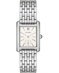 Tory Burch - Eleanor Three-hand Silver Stainless Steel Bracelet Watch - Lyst