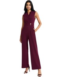 Maggy London - Sleeveless Wide-leg V-neck Wrap Bodice With Fitted Waist-elegant Formal Occasion Jumpsuit - Lyst