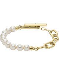 Fossil - Heritage Pearl D-link Stainless Steel Chain Bracelet - Lyst