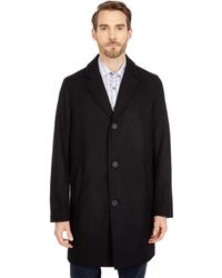 Cole Haan - 37 Melton Wool Notched Collar Coat With Welt Body Pockets - Lyst