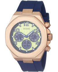 Guess - Blue Strap Lime Green Dial Rose Gold Tone - Lyst