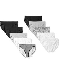 Amazon Essentials - Katoen Stretch Hi-cut Korte Panty 10-pack Neutrale Print - Lyst