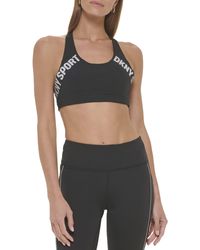 DKNY - Removable Cups Low Impact Reflective Logo Bra - Lyst