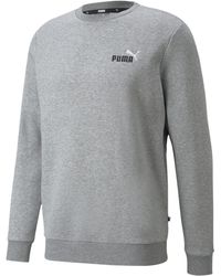 PUMA - Essentials+ Embroidery Logo Fleece Crew - Lyst