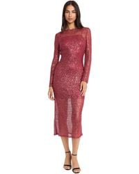 Donna Morgan - Sequin Midi Long Sleeve Bodycon Sheath With Sheer Overlay-elegant Wedding Guest Cocktail Dress - Lyst