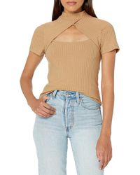 BCBGMAXAZRIA - Top With Short Sleeves And Cutouts - Lyst