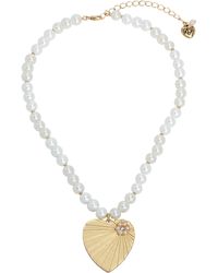 Betsey Johnson - S Heart Pendant Pearl Necklace - Lyst