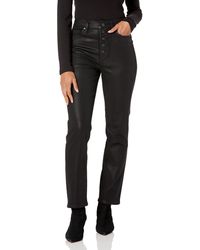 PAIGE - Flaunt Accent Ultra High Rise Straight Leg Waist To Hip Ratio In Black Fog Luxe Coating - Lyst