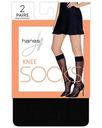 Hanes Silk Reflections Knee Socks 2-pack - Black