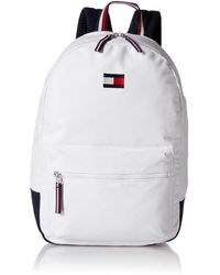 tommy hilfiger black leather backpack