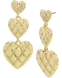 Steve Madden - S Jewelry Quilted Heart Linear Earrings - Lyst