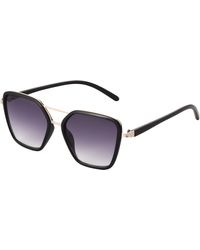 French Connection Eloise Aviator Rectangle Sunglasses For - Black