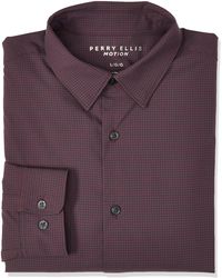 Perry Ellis - Motion Slim Fit Check Long Sleeve Button-down Stretch Shirt - Lyst