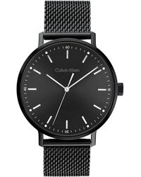 Calvin Klein - Modern Ionic Plated Black Steel Case Quartz Watch With Ionic Plated Black Steel Mesh Bracelet - Lyst