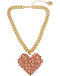 Betsey Johnson - S Pavé Heart Pendant Necklace - Lyst