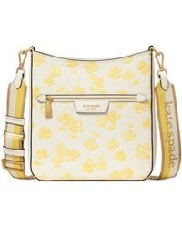 Kate Spade - Hudson Spring Pansies Embossed Pebbled Leather Large Messenger Crossbody - Lyst