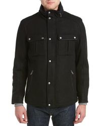 Cole Haan - Wool Melton Stand Collar Jacket With Patch Pockets - Lyst