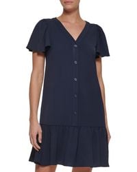 DKNY - Sleeveless Flounce-hem Dress - Lyst