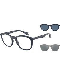Emporio Armani - Ea4211f Low Bridge Fit Prescription Eyewear Frames With Two Interchangeable Sun Clip-ons Round - Lyst