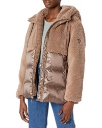 Vince Camuto - Mixed Hooded Puffer Cocoon Coat - Lyst