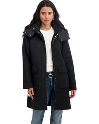 Tahari - Double-faced Wool Blend Zip Front Coat With Detachable Hood & Cargo Pockets - Lyst