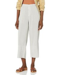 Vince - S Striped Pull On Cropped Pant,white/black,x-large - Lyst