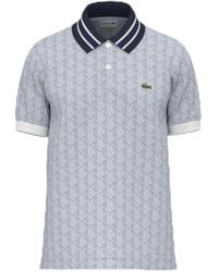 Lacoste - Short Sleeve All Over Print L Color Blocked Polo Shirt And Contrasting Collar - Lyst