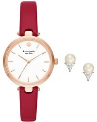 Kate Spade - Holland Quartz Metal And Leather Three-hand Watch - Lyst