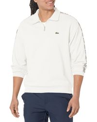 Lacoste - Graphic Taping Quarter Zip Sweatshirt - Lyst