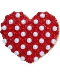 Betsey Johnson - S Pearl Heart Cocktail Ring - Lyst