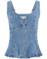 Guess - Sleeveless Anika Denim Peplum Top - Lyst