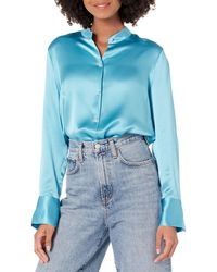 Vince - S Slim Fitted Band Collar Blouse - Lyst