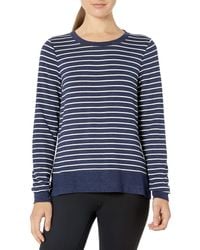 Marc New York High-low Thick 'n Thin Stripe Pullover, Midnight Heather/white, M - Blue