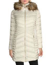 Laundry by Shelli Segal - 3/4 Puffer Jacket With Detachable Faux Fur Strip And Bib - Lyst