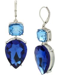 Jessica Simpson Stone Double Drop Earrings - Blue