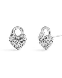 COACH - Signature Quilted Broken Heart Padlock Stud Earrings - Lyst