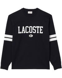 Lacoste - Long Classic Fit Tee Shirt W/large Wording On Front And Stripes To Sleeves - Lyst